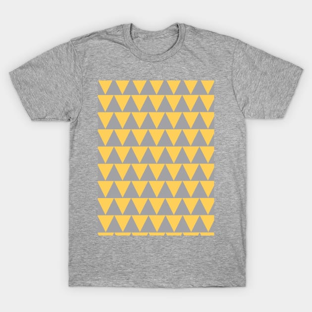 Grey and Mustard Yellow Zig Zag Design T-Shirt by OneThreeSix